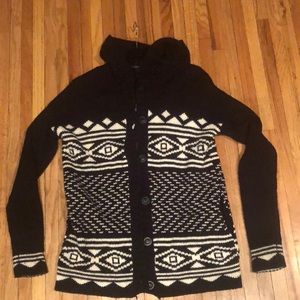 Black and white knit cardigan